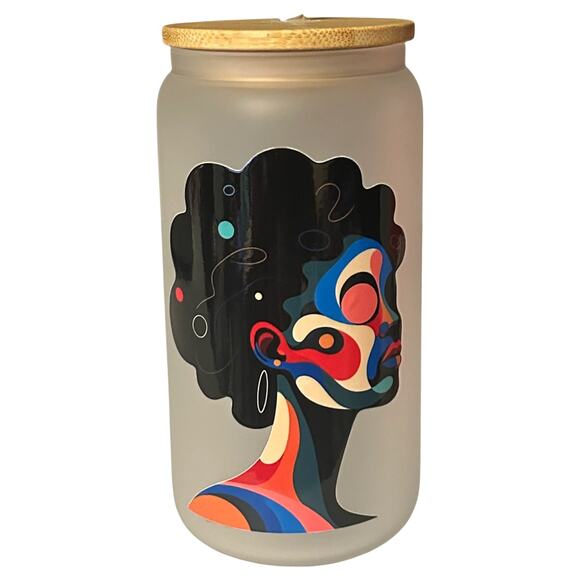 Vibrant Black Woman Frosted Glass #03 - Picture 2 of 3